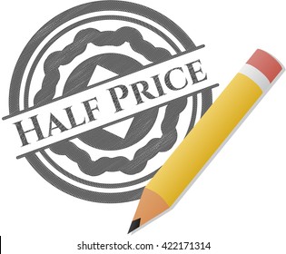 Half Price emblem with pencil effect