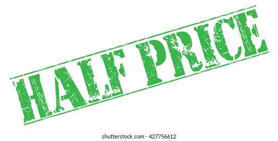half price grunge stamp, vector illustration