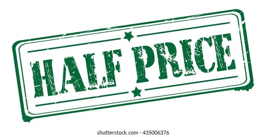 half price grunge stamp, vector illustration
