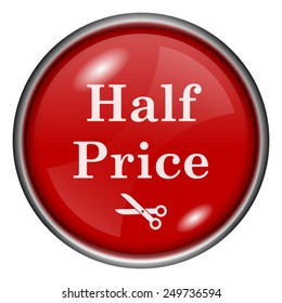 Half price icon. Internet button on white background. 
