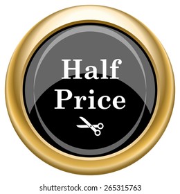 Half price icon. Internet button on white  background. EPS10 Vector. 