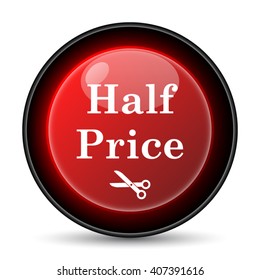 Half price icon. Internet button on white background. EPS10 vector