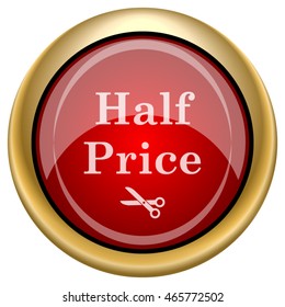 Half price icon. Internet button on white background. EPS10 vector.
