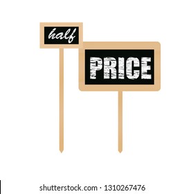 Half price notice. vector illustration