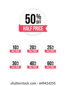 Half Price % Off Labels