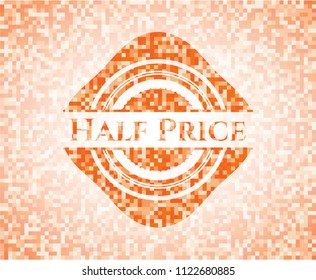 Half Price orange mosaic emblem with background
