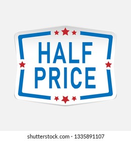 half price paper web lable badge isolated
