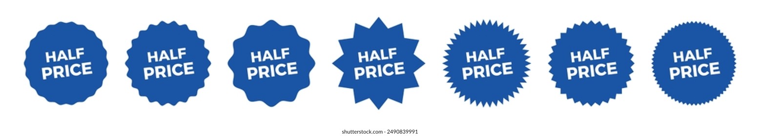 Half price sale blue sticker set