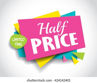 Half Price Sale concept vector banner.