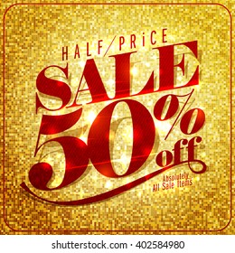 Half price sale mock up design, 50% off, rich and fashion vector illustration