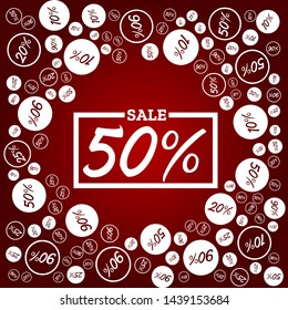 Half price sale poster, up to 50 percents off clearance vector banner