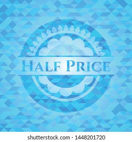 Half Price sky blue emblem with mosaic ecological style background