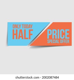 Half Price Special Offer sale tag label vector design