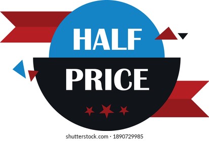 half price special sale tag for banner designing or sale promotion on web or app