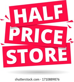 Half Price Store Icon Label Graphic Design Vector