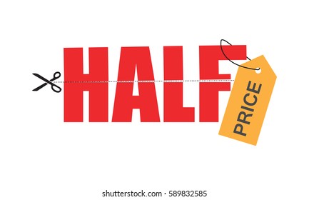 half price tag for sales business graphics