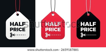 Half Price Tag Set – Red, White and Black Variations