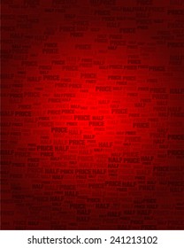 Half Price text on red gradient background in vector