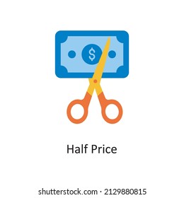 Half Price vector Flat Icon Design illustration. Discounts And Loyalty Programs Symbol on White background EPS 10 File