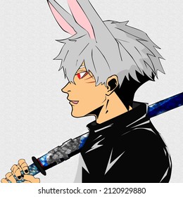 the half rabbit man and his demon katana