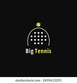 Half racket and tennis ball logo.