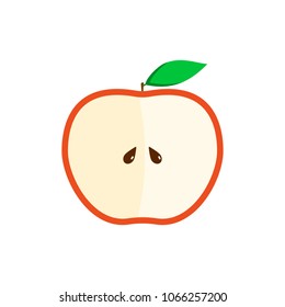 Half of red apple flat illustration for design