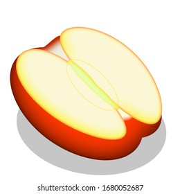 Half of red Apple good fruit for everyone. vector.