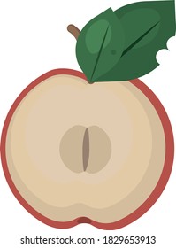 manzana roja media, ilustración, vector sobre fondo blanco