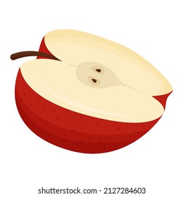 Half of red apple isolated on white background. Flat vector illustration