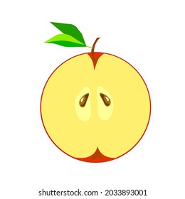 Half of a red apple on a white background.VECTOR ILLUSTRATION CAN BE USED in textiles,juice,jam,cosmetics, postcards.