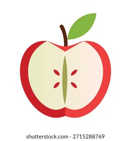 Die Hälfte eines roten Apfels mit Samen auf weißem Hintergrund Schlagwörter: Apfel, Obst, rot, halb, Scheibe, Schnitt