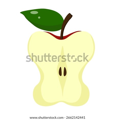 Half of red apple. Vector illustration half an apple isolated transparent background. Slim apple. Perfect symbol for ads weight loss systems. EPS 10