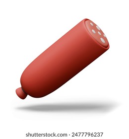 Half of red salami. Realistic vector meat dish on white background