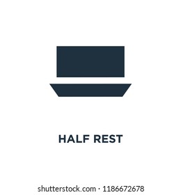 Half rest icon. Black filled vector illustration. Half rest symbol on white background. Can be used in web and mobile.