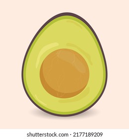 Half of ripe avocado with pit isolated fruit