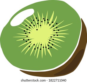 
Half A Ripe Juicy Kiwi. Abstract Style. Clipart, Vector, Icon.