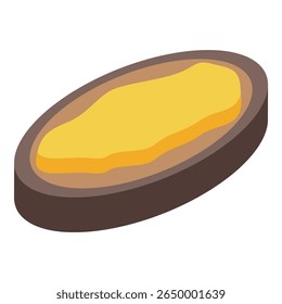 Half of ripe mango with yellow juicy pulp isometric icon isolated on white background