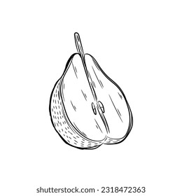 Half of ripe pear on white background