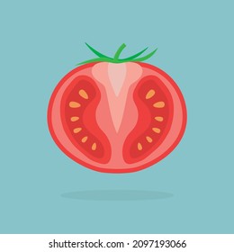 mitad de ilustración vectorial de tomate maduro
