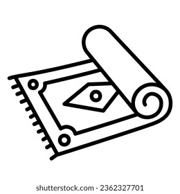 Half rolled up rug icon as floor mat

