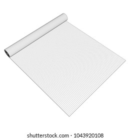half rolled yoga pilates mat wireframe low poly mesh vector illustration.. Fitness and health. Exercise equipment.