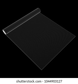 half rolled yoga pilates mat wireframe low poly mesh vector illustration.. Fitness and health. Exercise equipment.