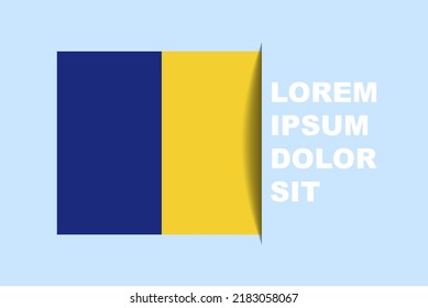Half Romania flag vector with copy space, country flag with shadow style, horizontal slide effect, Romania icon design asset, text area, simple flat design
