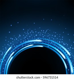 Half round blue light shiny with sparkles, Suitable for product advertising, product design, and other. Vector Illustration