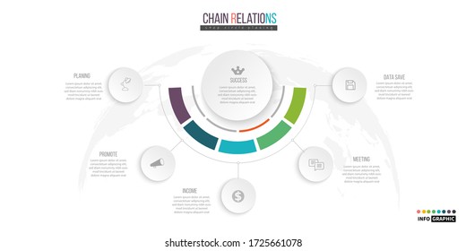 Half - Round Circle  Info- Graphic With Business 5 Step To Success Center Diagram Chart