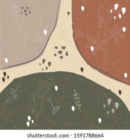 Half round shapes in brown, green and grey. Cute Scandinavian Terracotta Pattern in modern colours. Cute Elements. Modern abstract art for prints.  Nordic Design.
