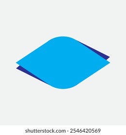 Half Rounded Rhombus Shape with Blue Color. Sixth Style Label Icon. High Quality Vector Icon. Editable Vector