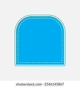 Half Rounded Square Shape with Blue Color. Second Style Label Icon. High Quality Vector Icon. Editable Vector