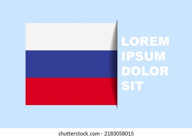 Half Russia flag vector with copy space, country flag with shadow style, horizontal slide effect, Russia icon design asset, text area, simple flat design