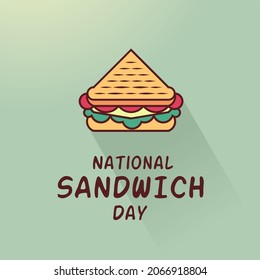 Half of the sandwich illustration retro style with long shadow. National Sandwich Day.